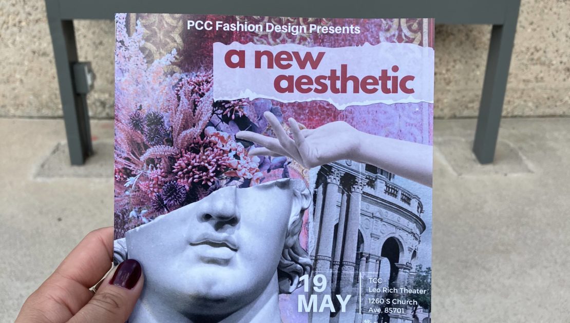 image of pima fashion show flier against leo rich theatre sign