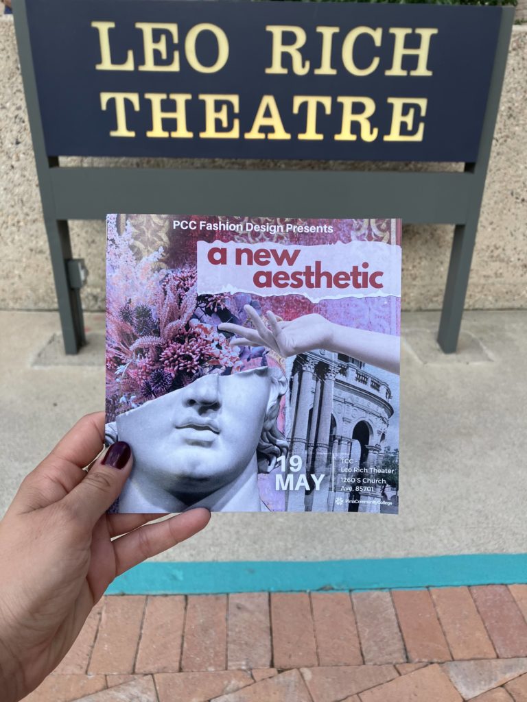 image of pima fashion show flier against leo rich theatre sign